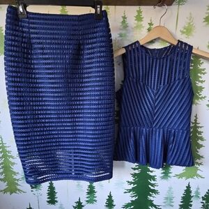 New York And Co Blue Two Piece  Skirt And Peplum Top.